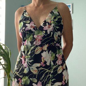 *rare* H&M orchid print satin slip dress size S